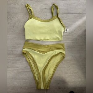 NWT Aerie Lime Ribbed Bikini Set